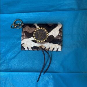 Haircalf Leopard Print Key Pouch with Studded Medallion